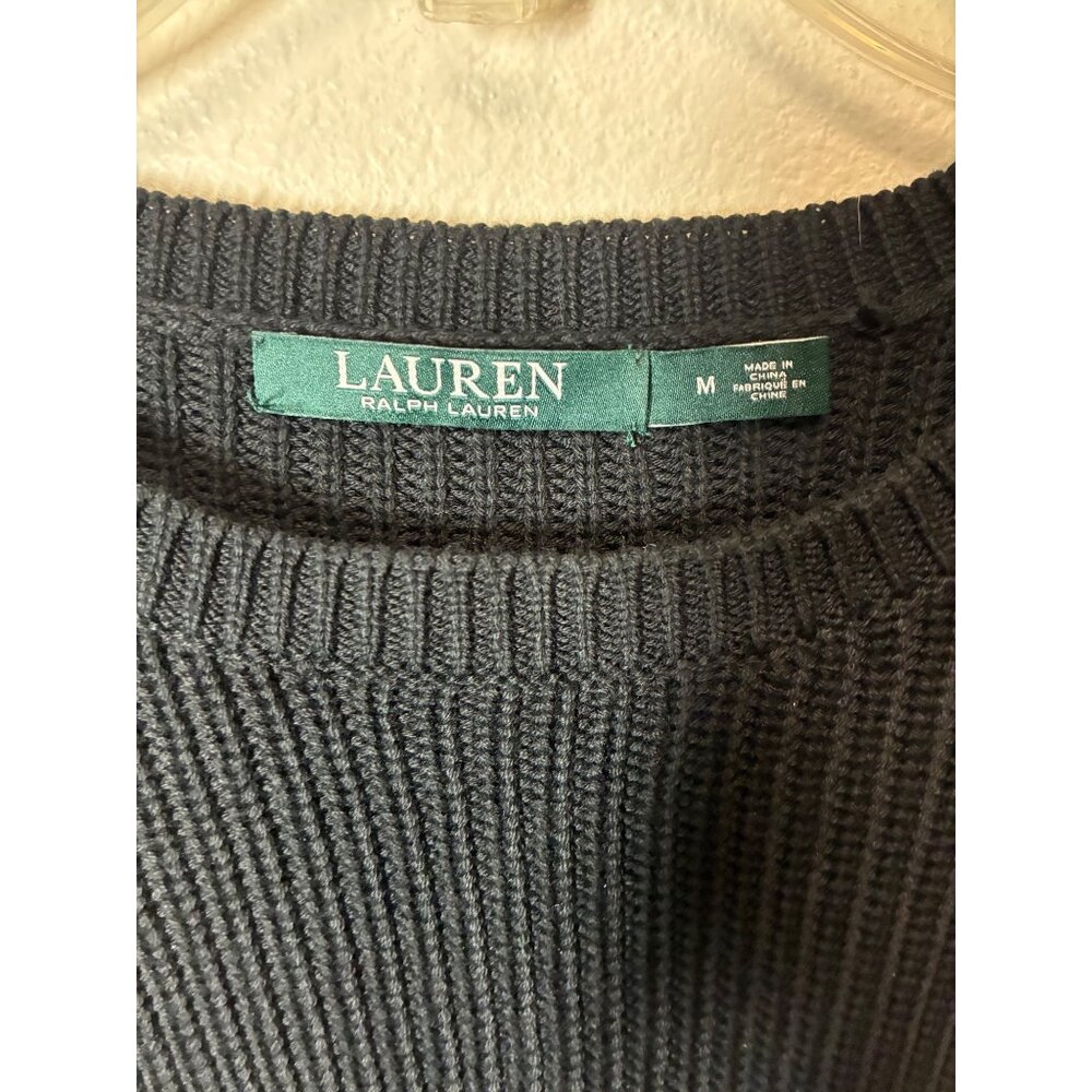Lauren Ralph Lauren Green Label Knit Sweater Boho Winter Black Size Medium - Picture 4 of 6